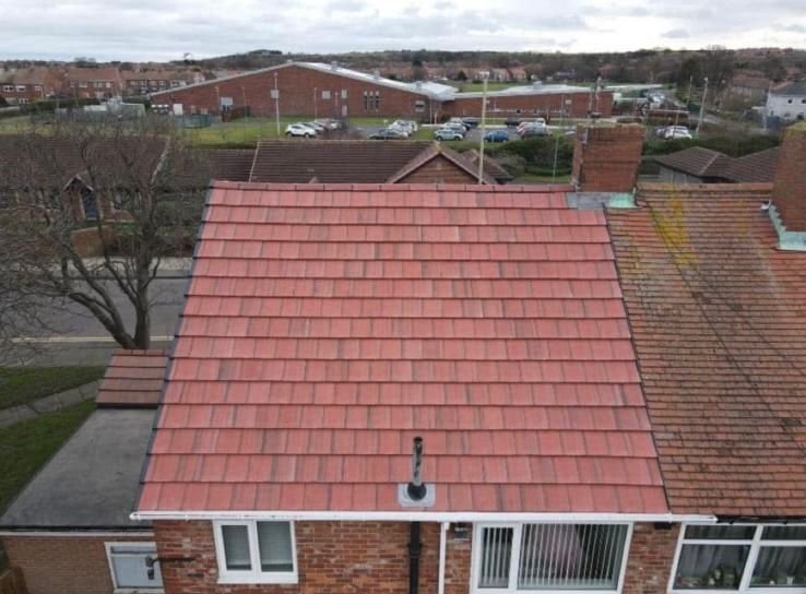 Close up roofing repair work