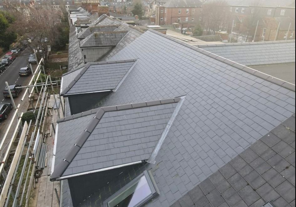 New roof installation tile courses